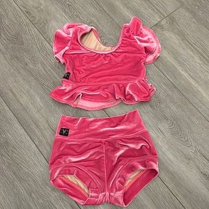 Kandi Kouture Dancewear, pink 2 piece set, size CXL, worn only a few times